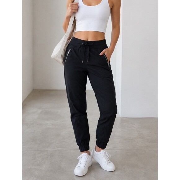 Athleta Pants - Athleta Trekkie Mid Rise Legacy Jogger Women’s Size 4 Black Pull On Zip Pocket P